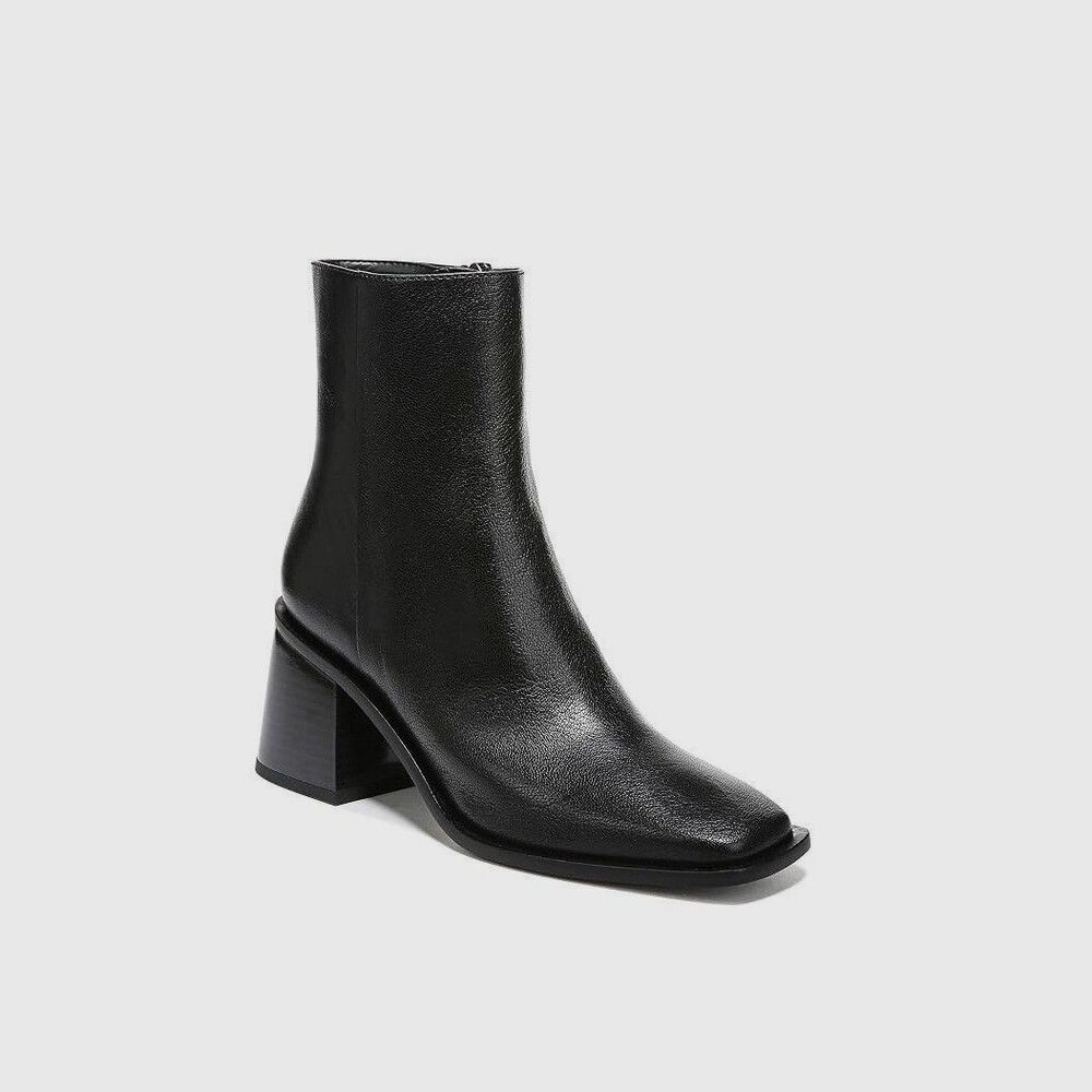 Sam Edelman Womens 8.5 M Black Leather Winnie Block Heel Ankle Booties NIB GQ1